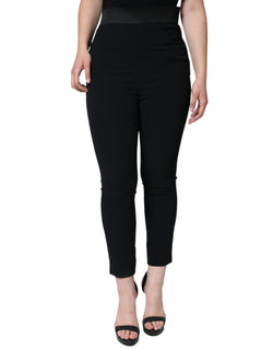 Black Viscose High Waist Tapered Pants Dolce & Gabbana