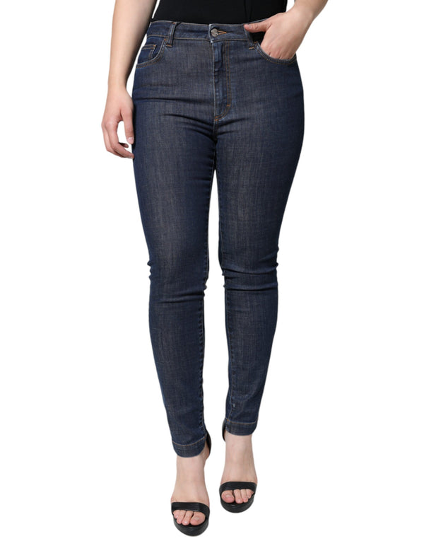 Dark Blue QUEEN Cotton Skinny Denim Jeans Dolce & Gabbana