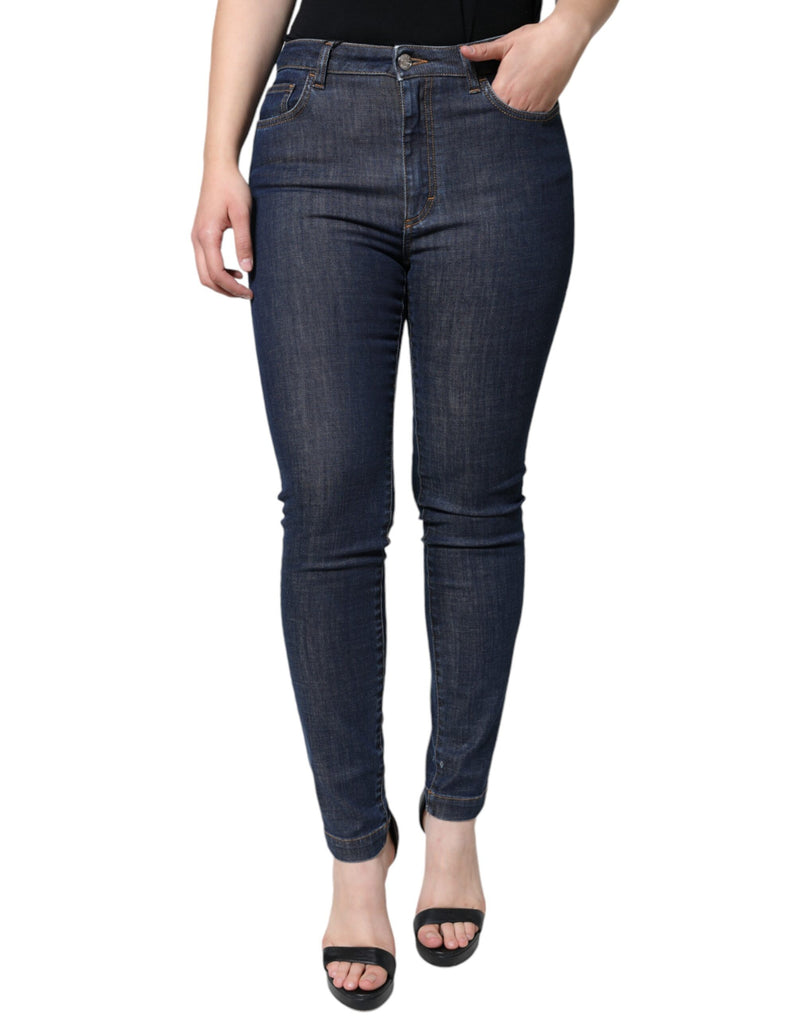 Dark Blue QUEEN Cotton Skinny Denim Jeans Dolce & Gabbana