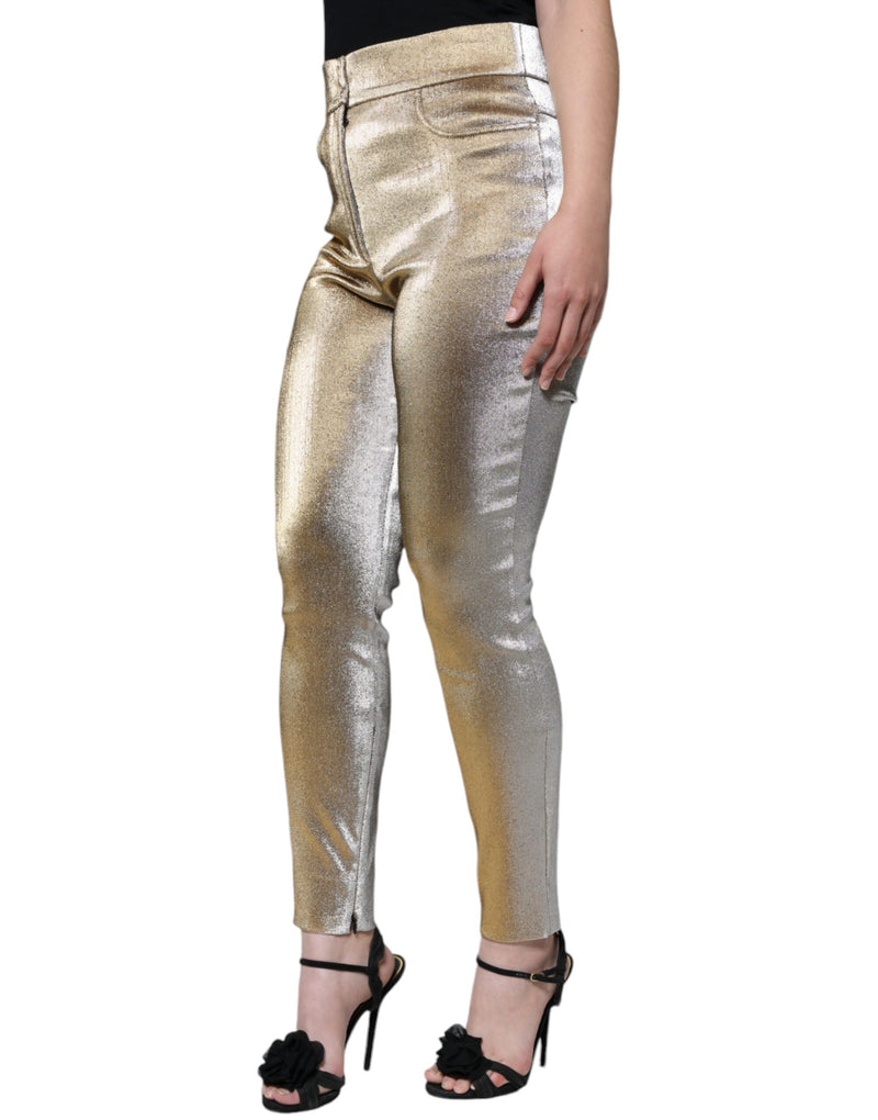 Metallic Gold High Waist Skinny Pants Dolce & Gabbana