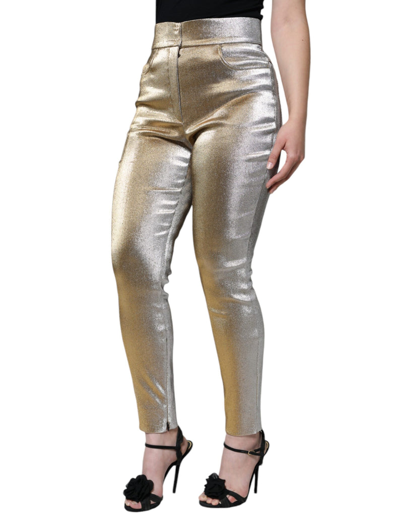 Metallic Gold High Waist Skinny Pants Dolce & Gabbana