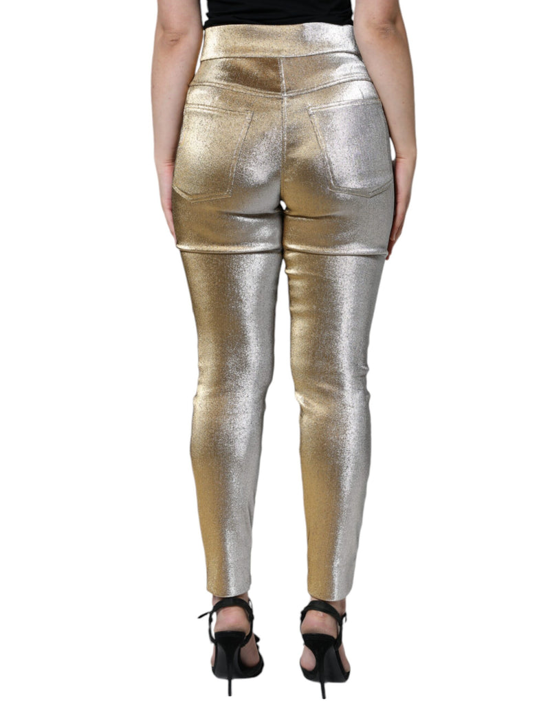 Metallic Gold High Waist Skinny Pants Dolce & Gabbana