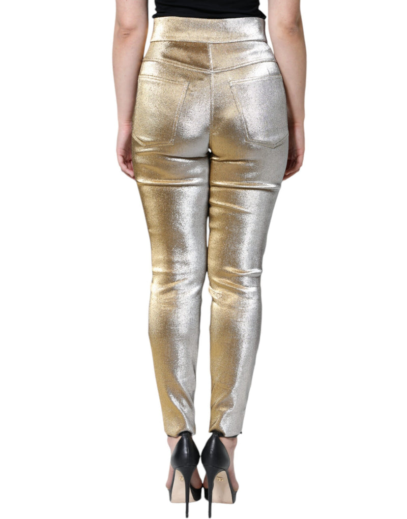 Metallic Gold High Waist Skinny Pants Dolce & Gabbana