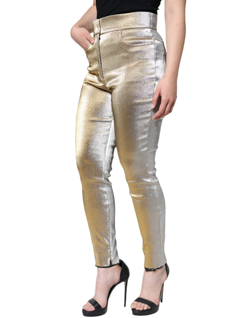 Metallic Gold High Waist Skinny Pants Dolce & Gabbana