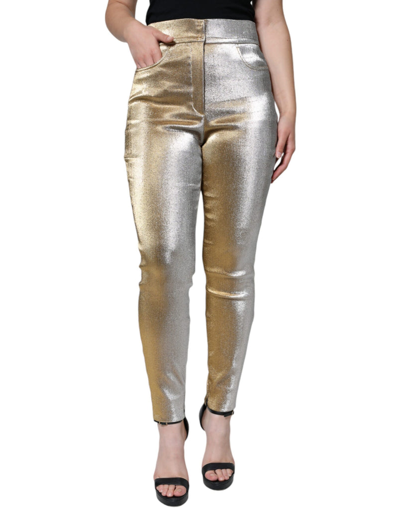 Metallic Gold High Waist Skinny Pants Dolce & Gabbana