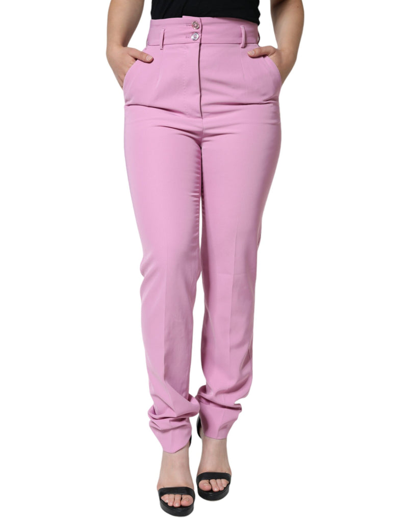 Pink Polyester High Waist Women Tapered Pants Dolce & Gabbana