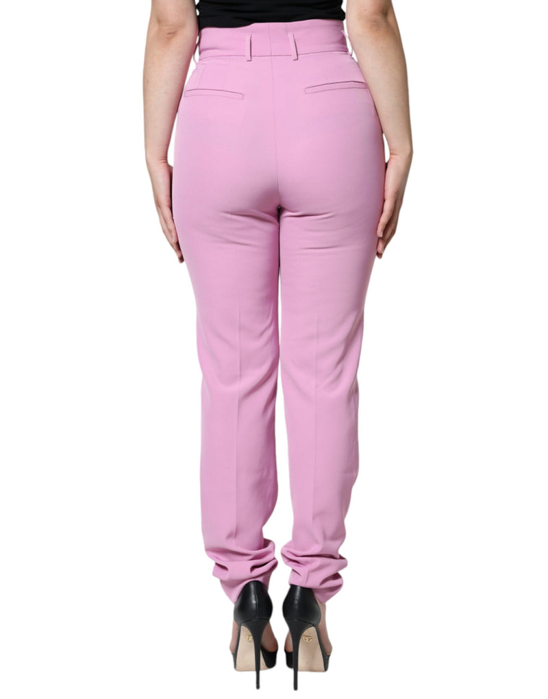 Pink Polyester High Waist Women Tapered Pants Dolce & Gabbana