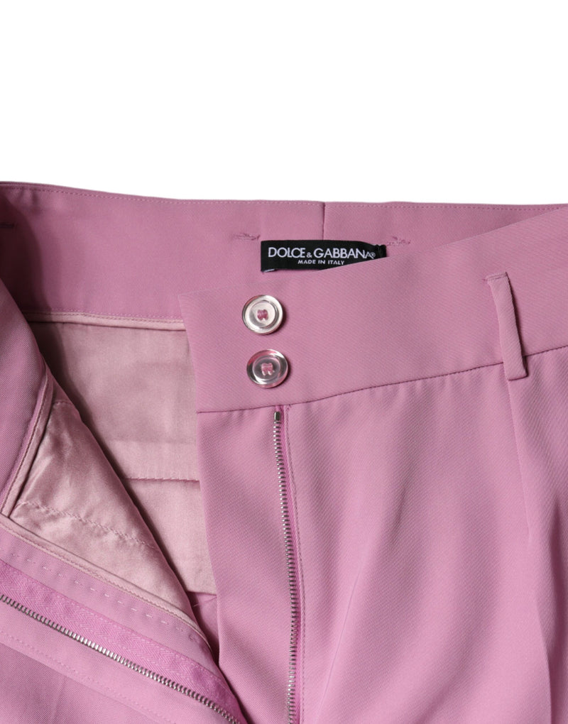 Pink Polyester High Waist Women Tapered Pants Dolce & Gabbana