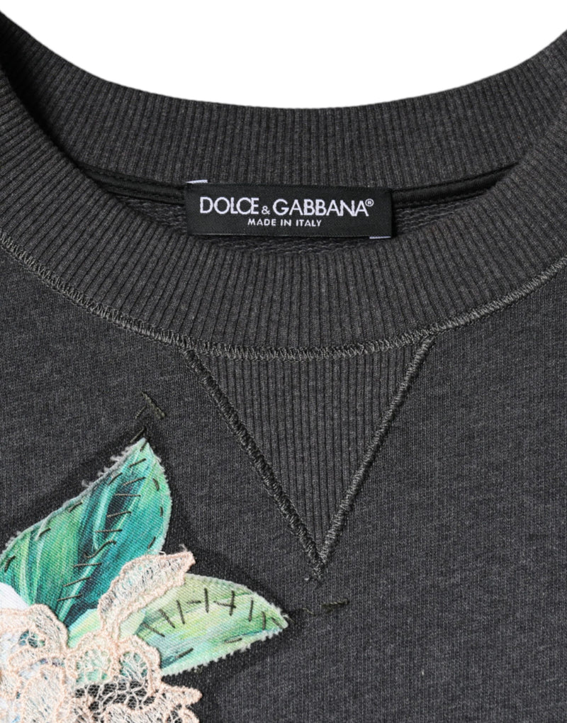 Gray Hydrangea CollegeStudded Floral Sweater Dolce & Gabbana