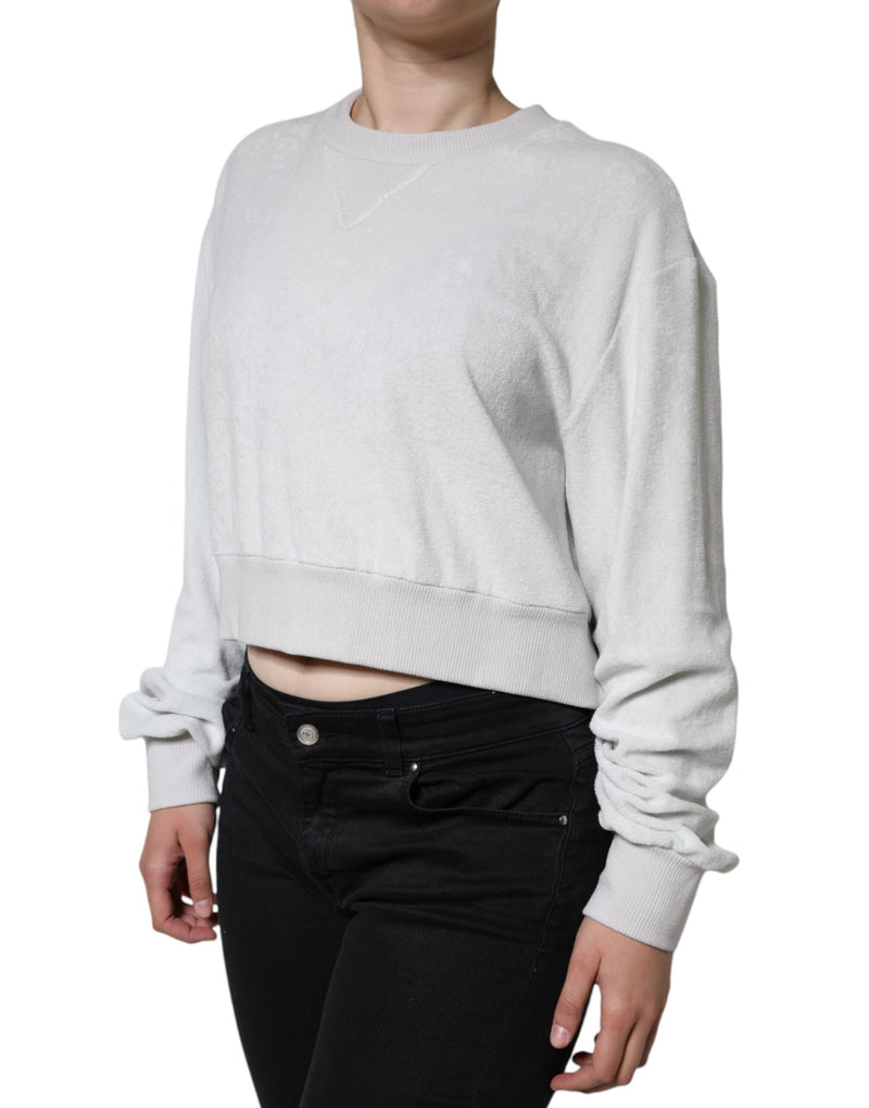 White Nylon Stretch Crew Neck Pullover Sweater Dolce & Gabbana