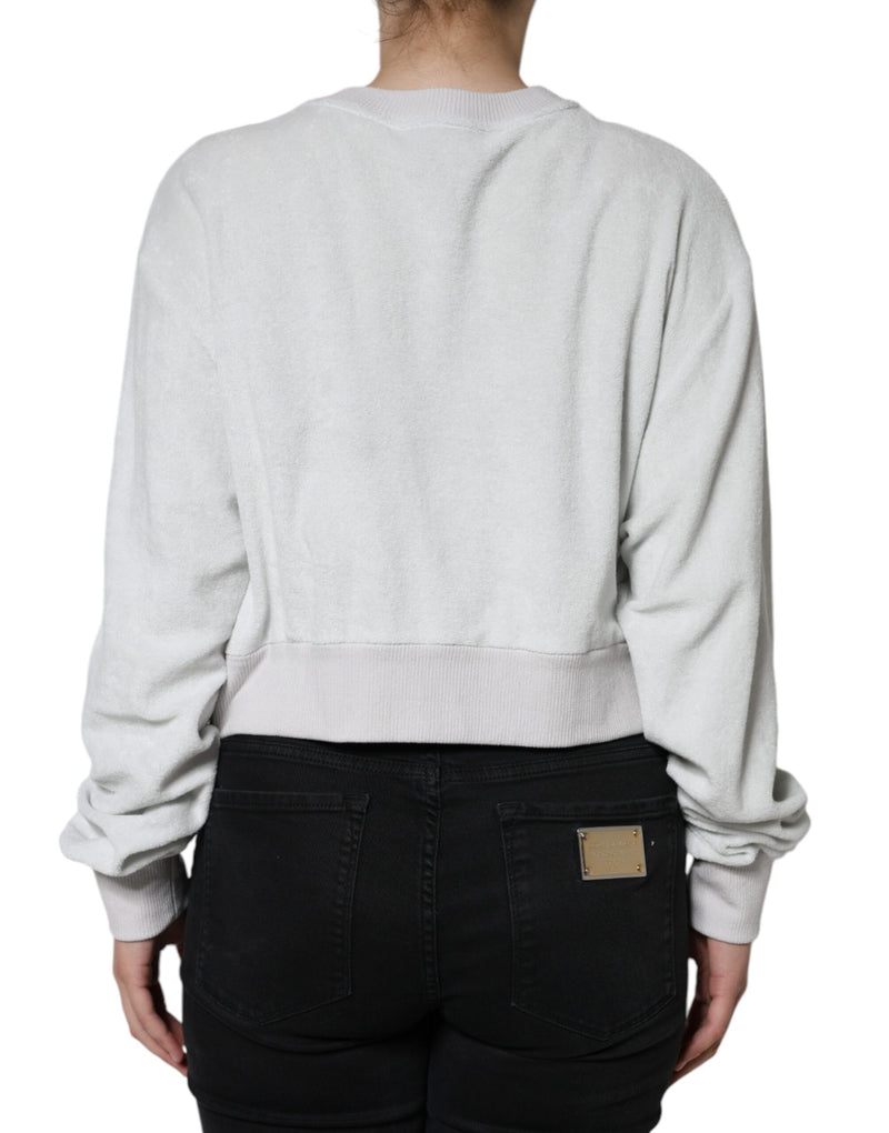 White Nylon Stretch Crew Neck Pullover Sweater Dolce & Gabbana