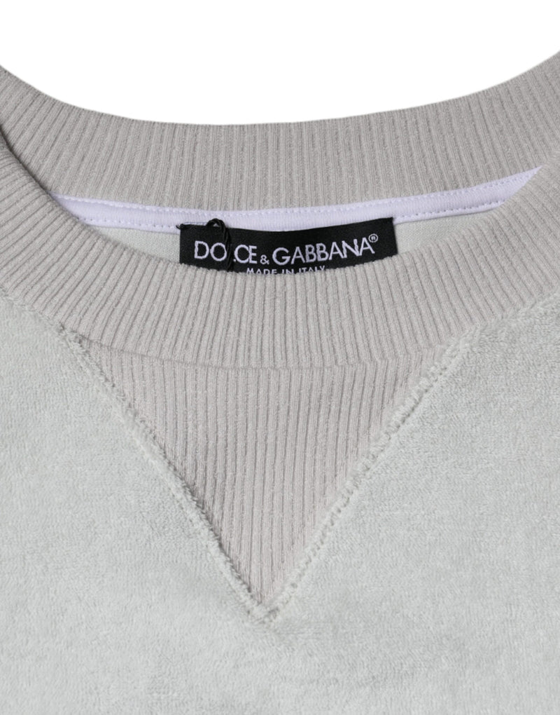 White Nylon Stretch Crew Neck Pullover Sweater Dolce & Gabbana