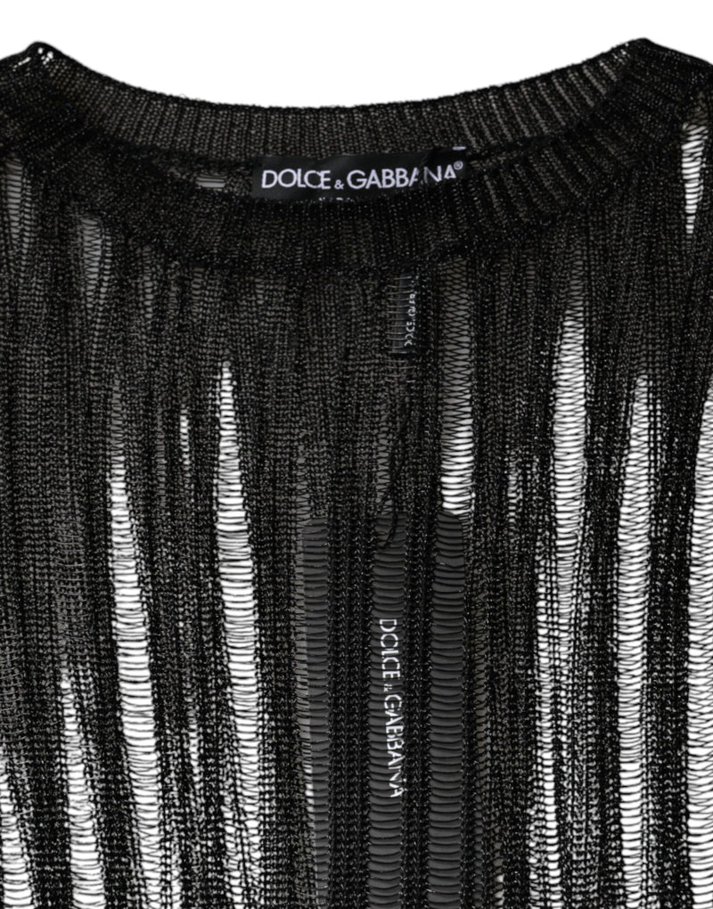 Black Stripe See Through Long Sleeves Top Dolce & Gabbana