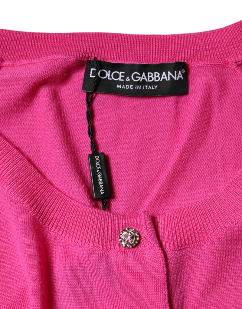 Pink Wool Button Down Short Sleeve Blouse Top Dolce & Gabbana