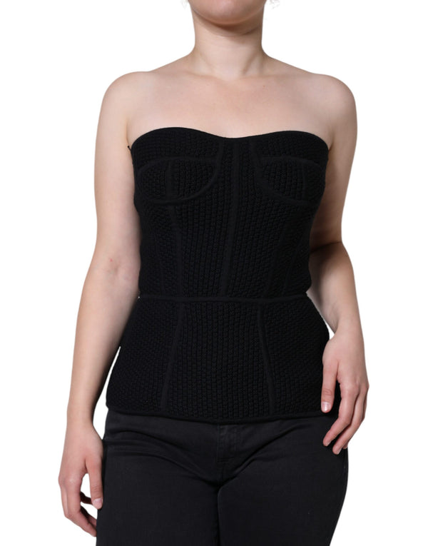 Black Bustier Sleeveless Corset Blouse Top Dolce & Gabbana