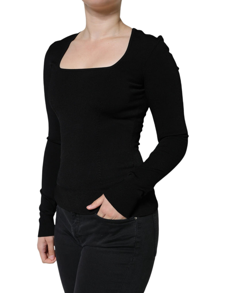 Black Long Sleeves Blouse Square Neck Top Dolce & Gabbana