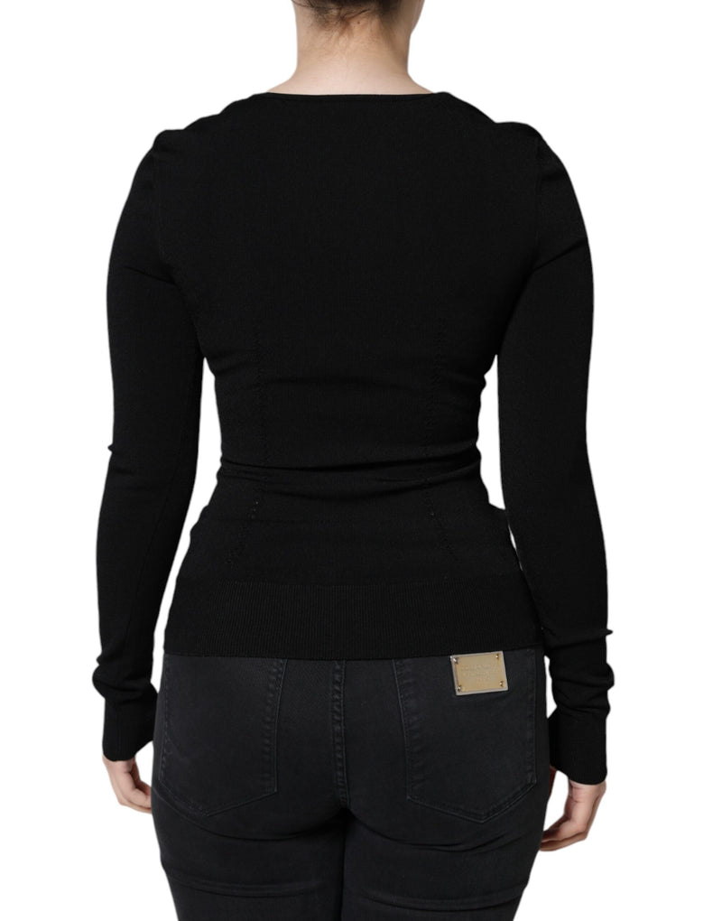 Black Long Sleeves Blouse Square Neck Top Dolce & Gabbana