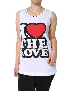 White I Love The Love Embellished Tank Top Dolce & Gabbana