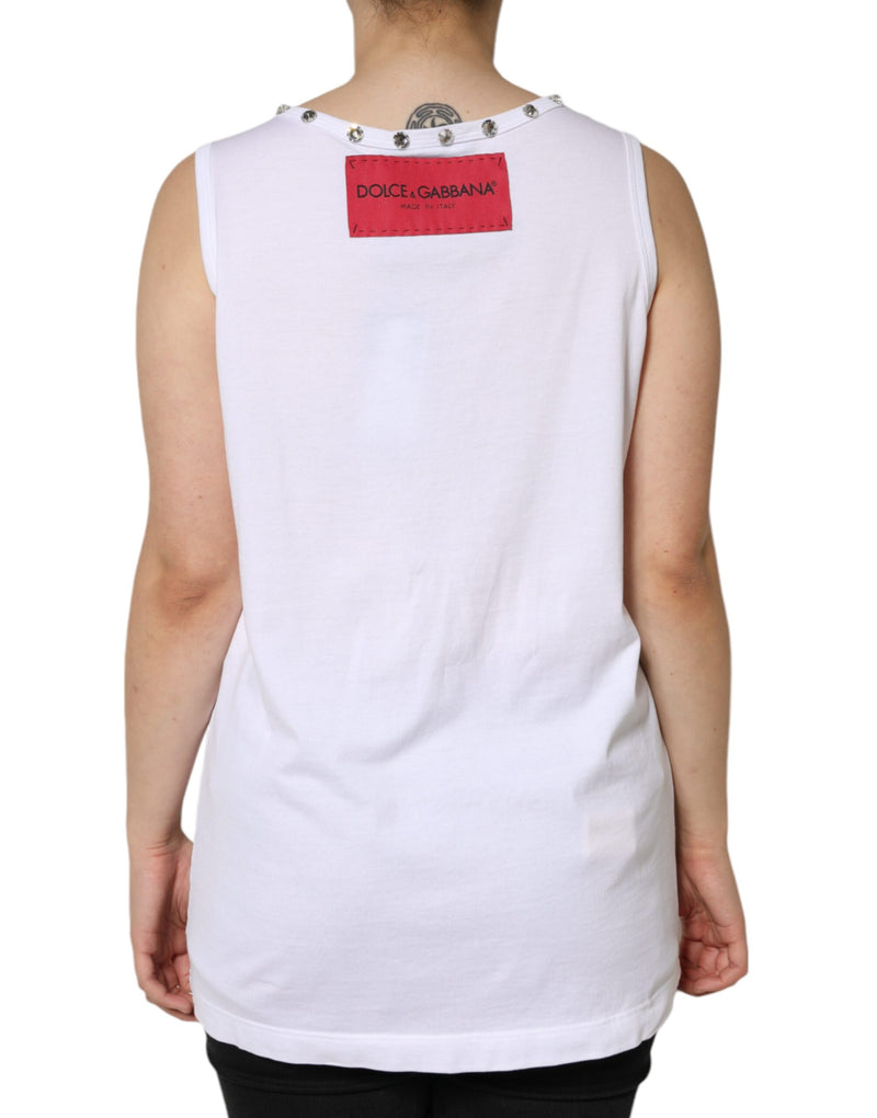 White I Love The Love Embellished Tank Top Dolce & Gabbana