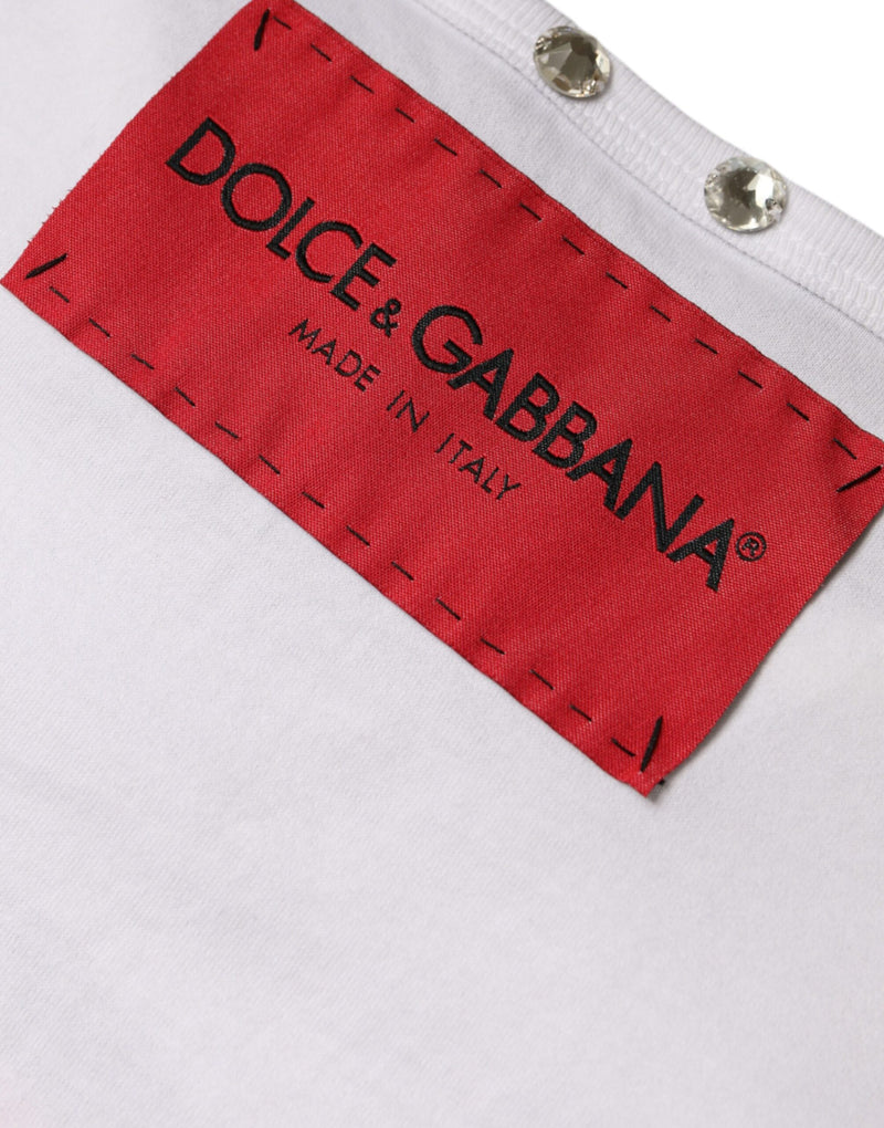 White I Love The Love Embellished Tank Top Dolce & Gabbana