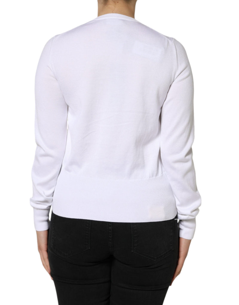 White Lace Cut Out Long Sleeves Pullover Sweater Dolce & Gabbana