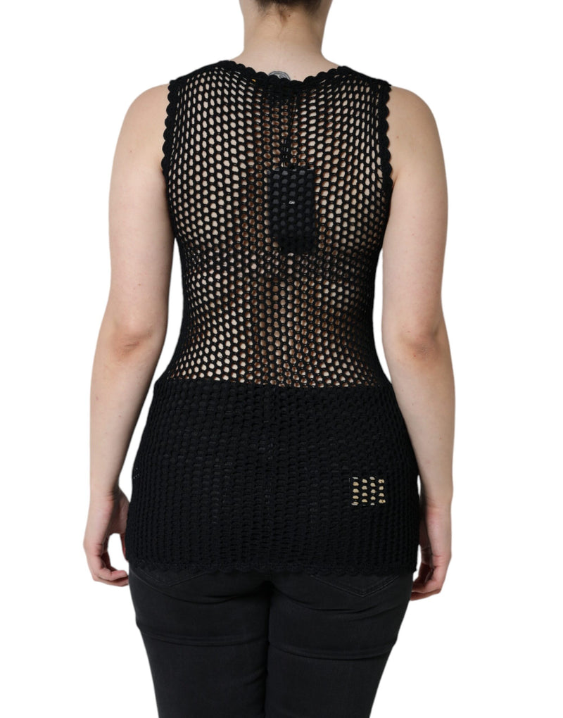 Black Mesh See Through Sleeveless Tank Top Dolce & Gabbana