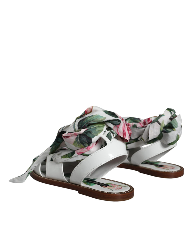 Multicolor Floral Print Ankle Wrap Sandals Shoes Dolce & Gabbana