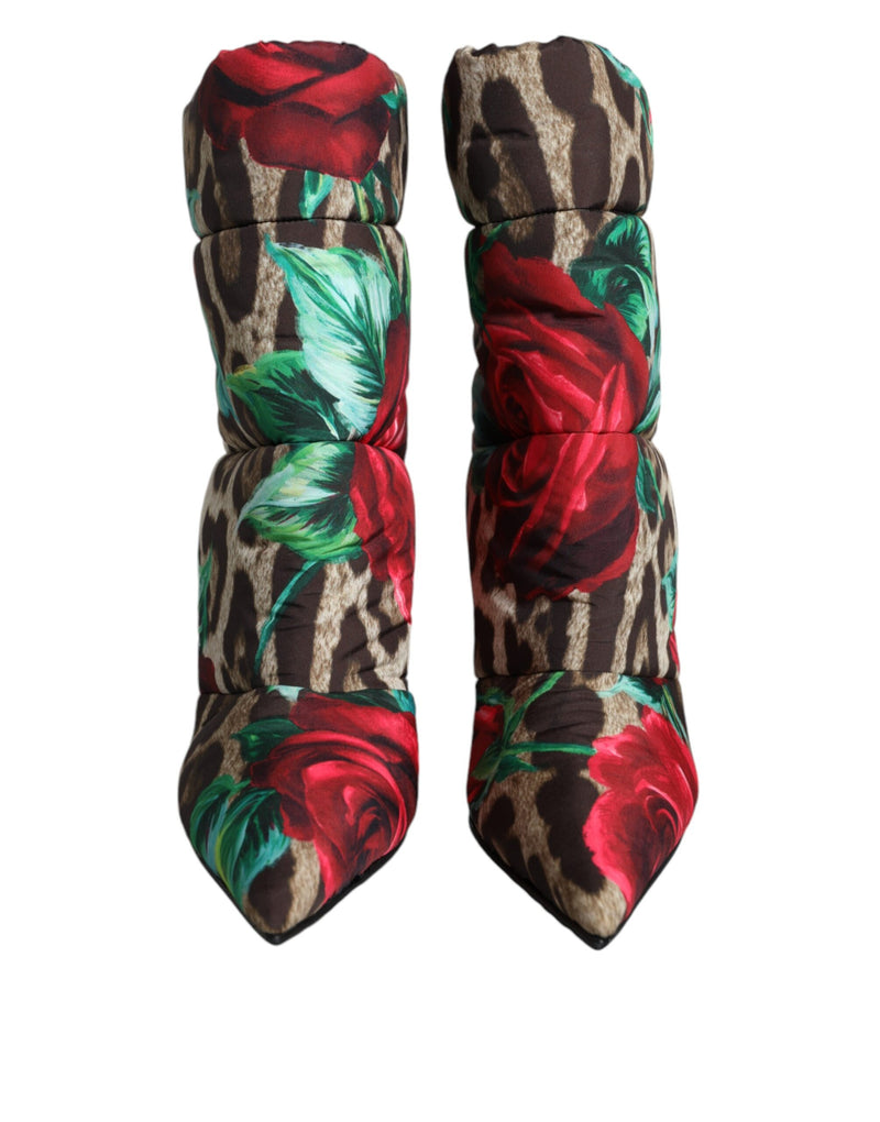 Multicolor Leopard Rose Mid Calf Boots Shoes Dolce & Gabbana