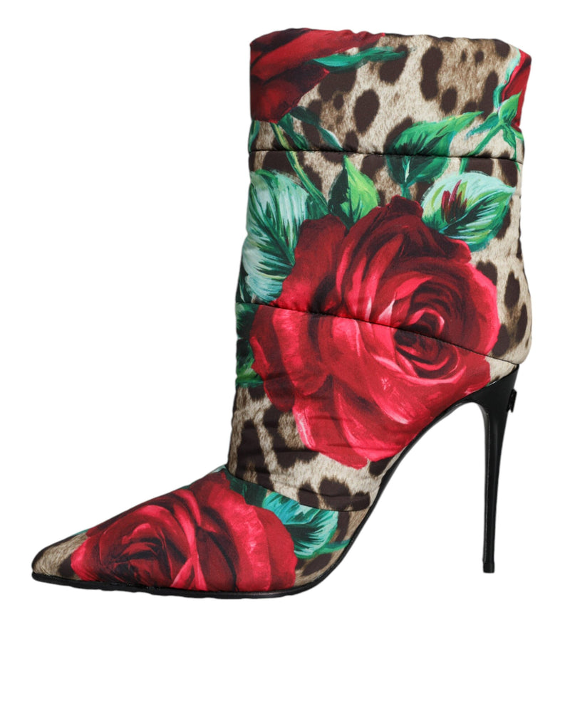 Multicolor Leopard Rose Mid Calf Boots Shoes Dolce & Gabbana