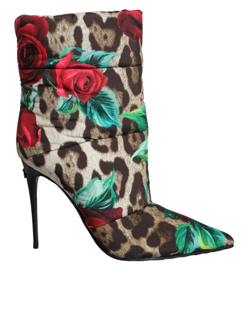 Multicolor Leopard Rose Mid Calf Boots Shoes Dolce & Gabbana