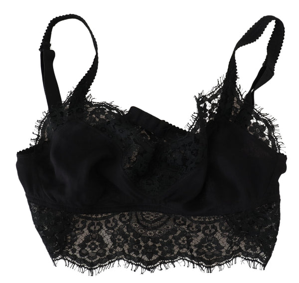 Black Floral Lace Stretch Bralette Underwear Dolce & Gabbana