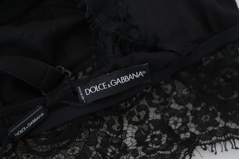 Black Floral Lace Stretch Bralette Underwear Dolce & Gabbana