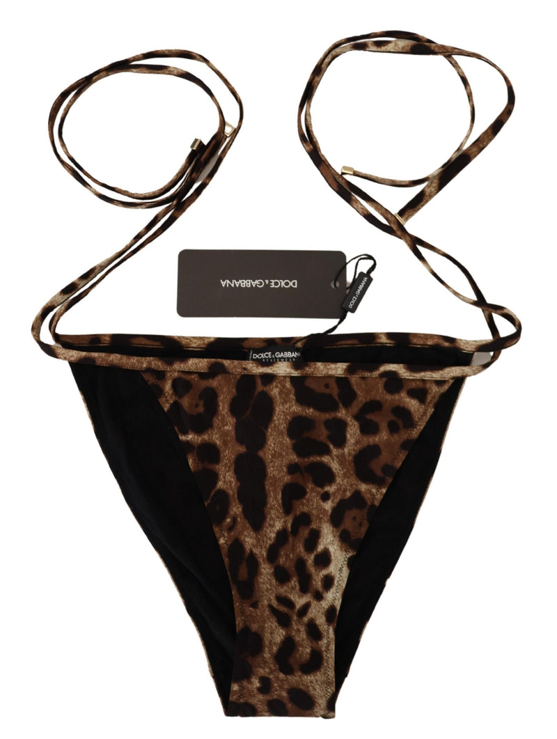 Brown Leopard Print Swimsuit Swimwear Bikini Bottom Dolce & Gabbana