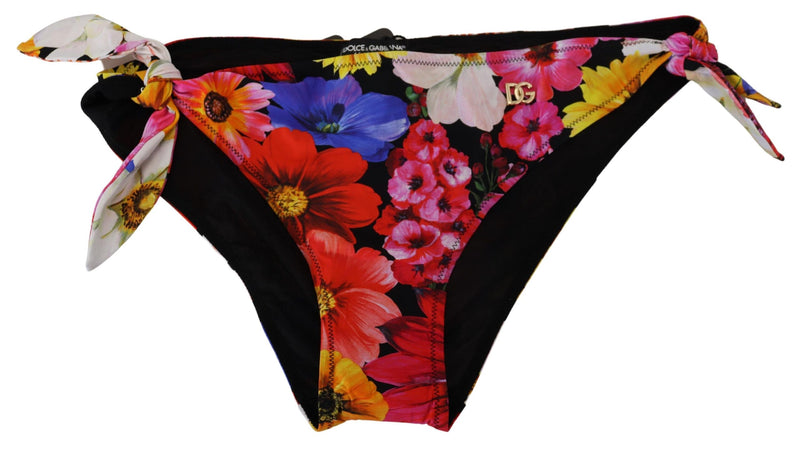 Black Floral Print Swimsuit Bikini Bottom Swimwear Dolce & Gabbana