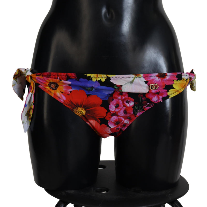 Black Floral Print Swimsuit Bikini Bottom Swimwear Dolce & Gabbana