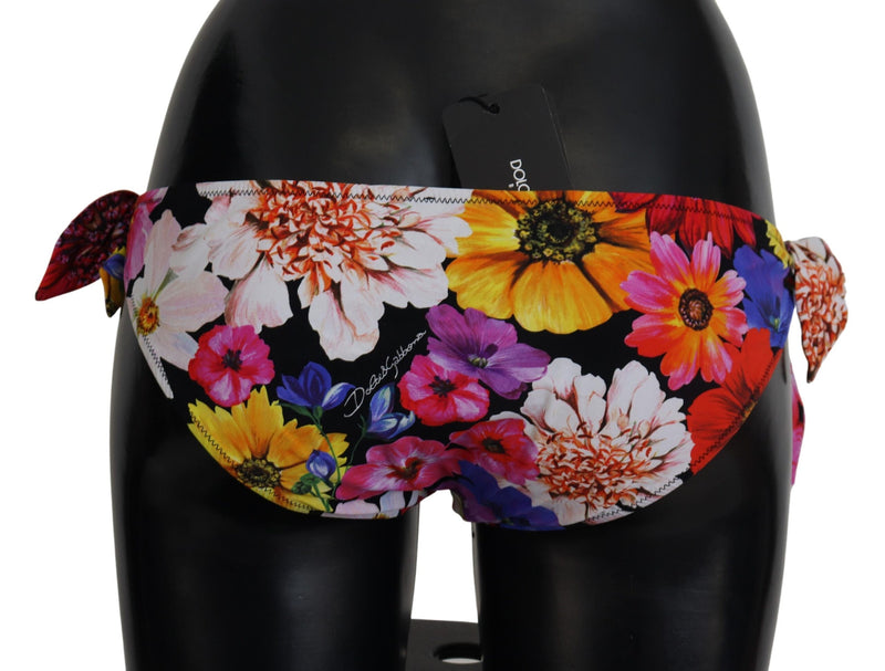 Black Floral Print Swimsuit Bikini Bottom Swimwear Dolce & Gabbana