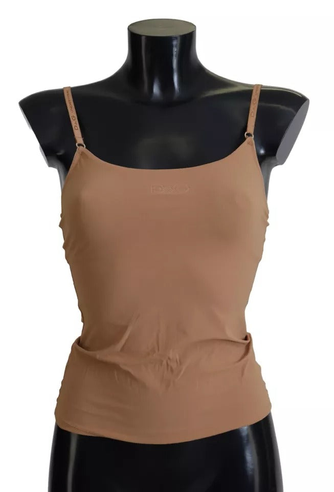 Brown Nylon Stretch Sleeveless Top Underwear Dolce & Gabbana