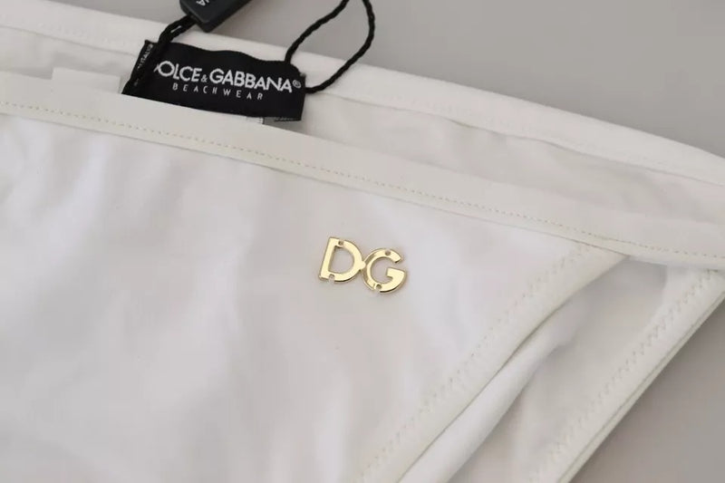 White DG Logo Beachwear Swimwear Bikini Bottom Dolce & Gabbana