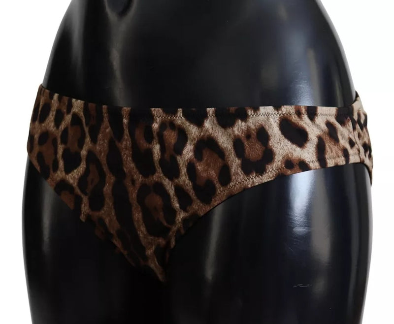 Brown Leopard Print Swimsuit Swimwear Bikini Bottom Dolce & Gabbana