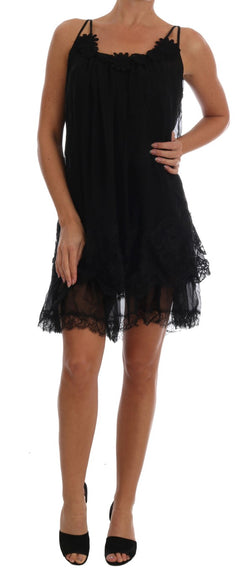 Elegant Black Silk Lace Chemise Dress Dolce & Gabbana