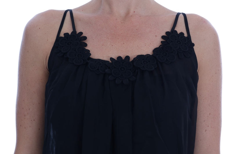 Elegant Black Silk Lace Chemise Dress Dolce & Gabbana