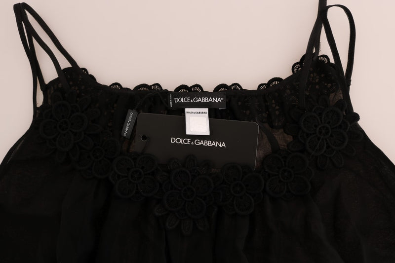 Elegant Black Silk Lace Chemise Dress Dolce & Gabbana