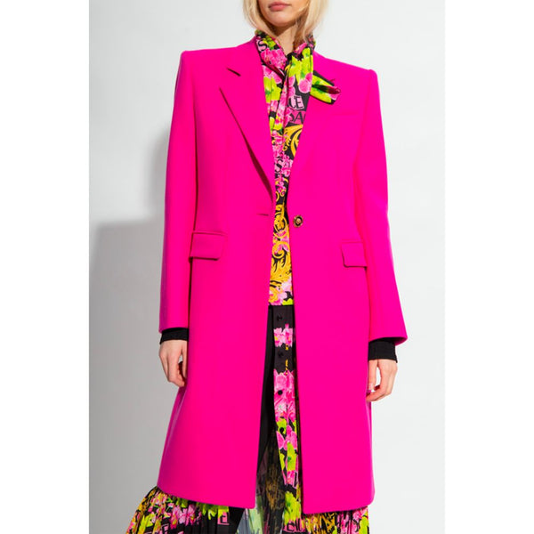 Fuchsia Viscose Jackets & Coat Versace