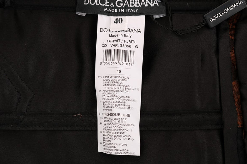 Black Brown Floral Brocade A-Line Dress Dolce & Gabbana