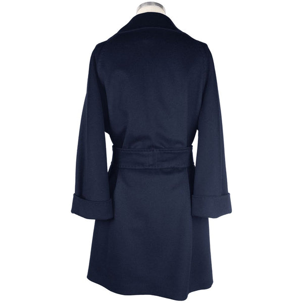 Blue Wool Vergine Jackets & Coat Made in Italy