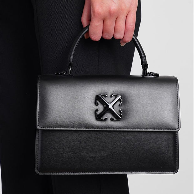 Black Leather Crossbody Bag Off-White