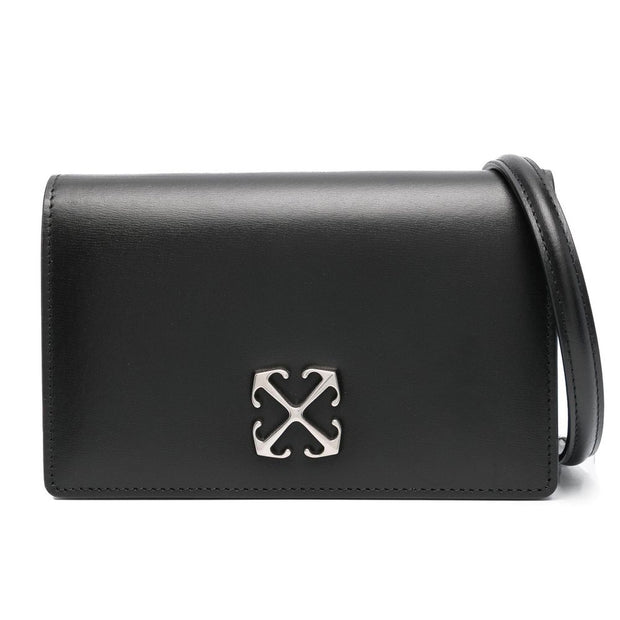 Black Leather Crossbody Bag Off-White