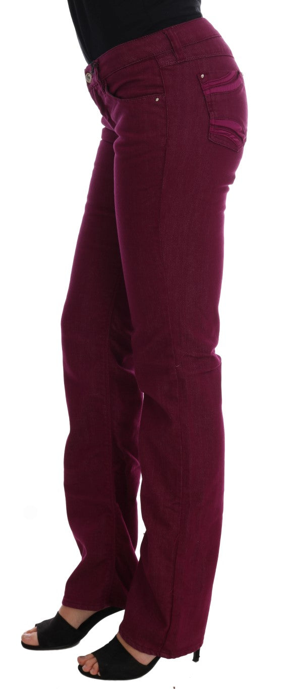 Sleek Red Straight Fit Luxury Jeans Costume National