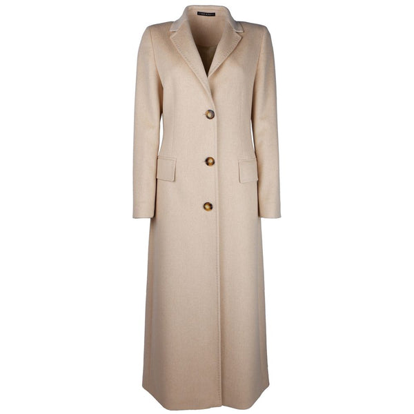 Beige Wool Vergine Jackets & Coat Made in Italy