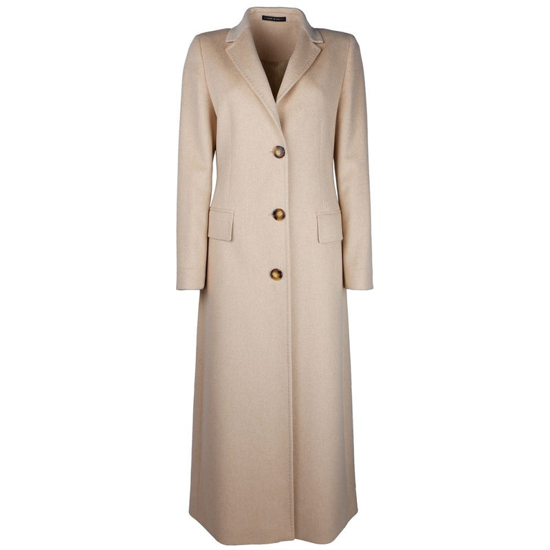 Beige Wool Vergine Jackets & Coat Made in Italy